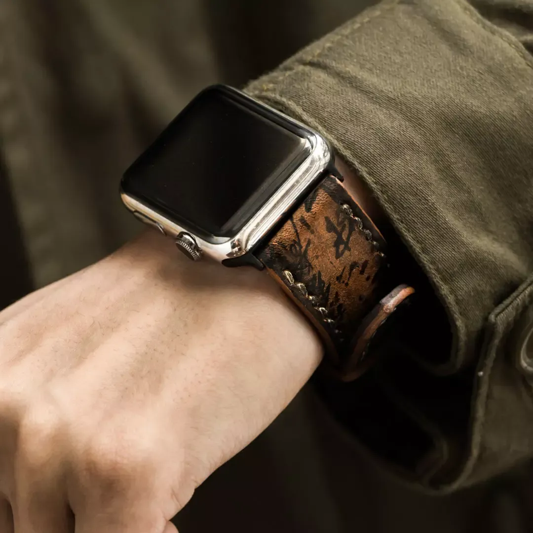 "Path of War" Calligraphy Handmade Cowhide Leather Strap (for Apple Watch)