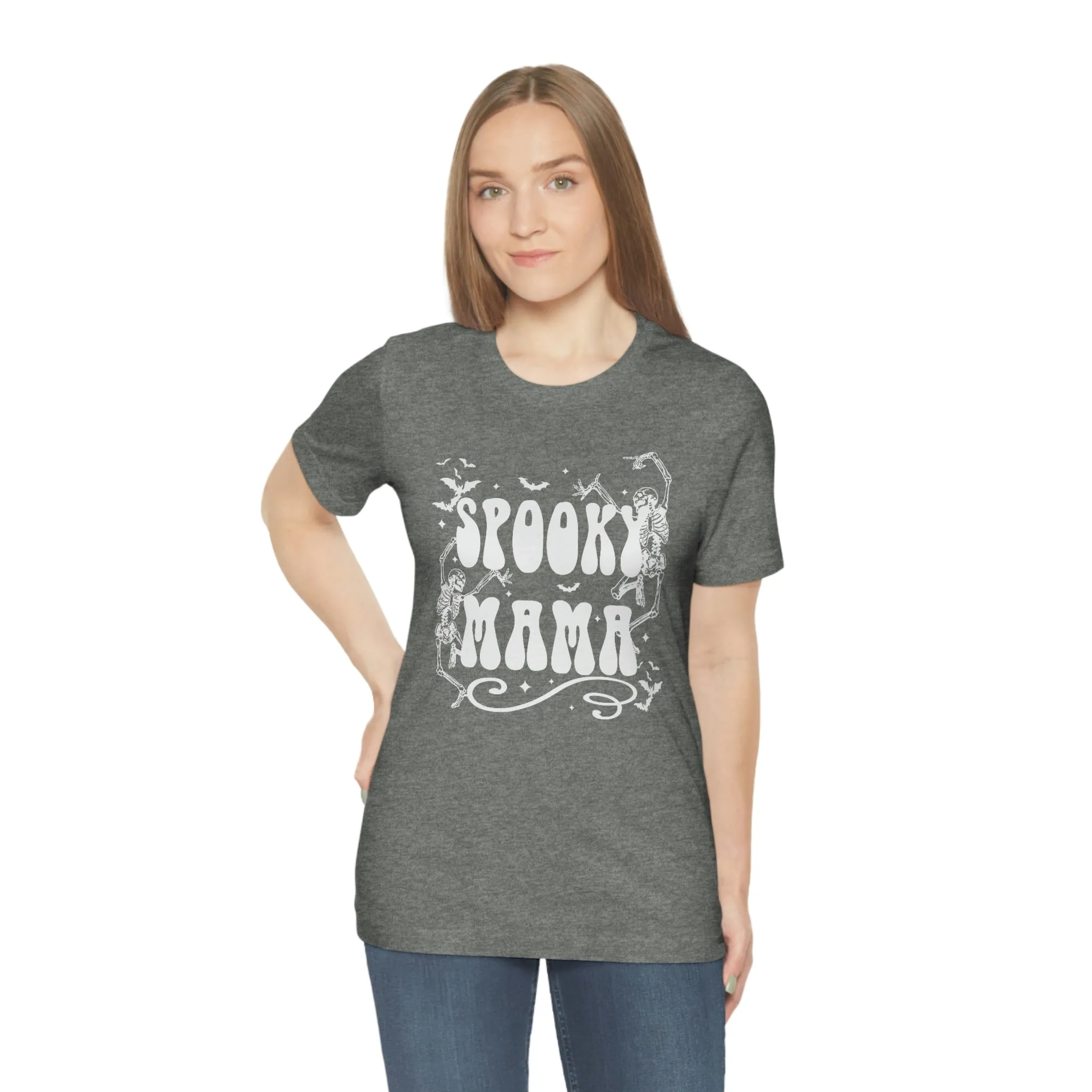 "Spooky Mama" Skeleton w/ White Tee - Unisex Shirt