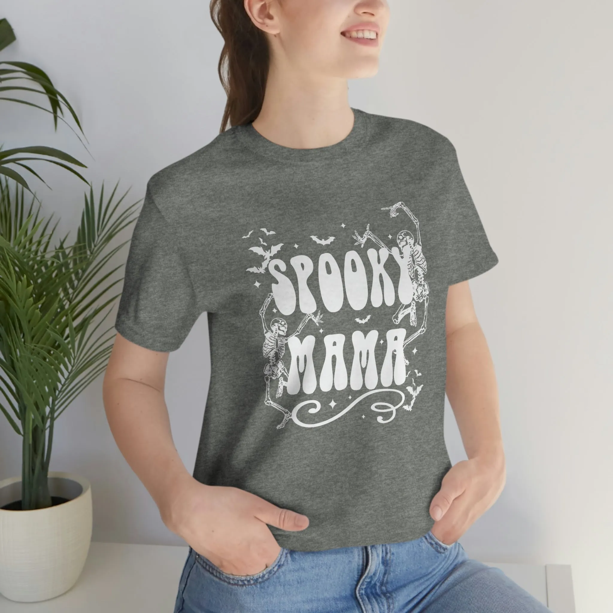 "Spooky Mama" Skeleton w/ White Tee - Unisex Shirt