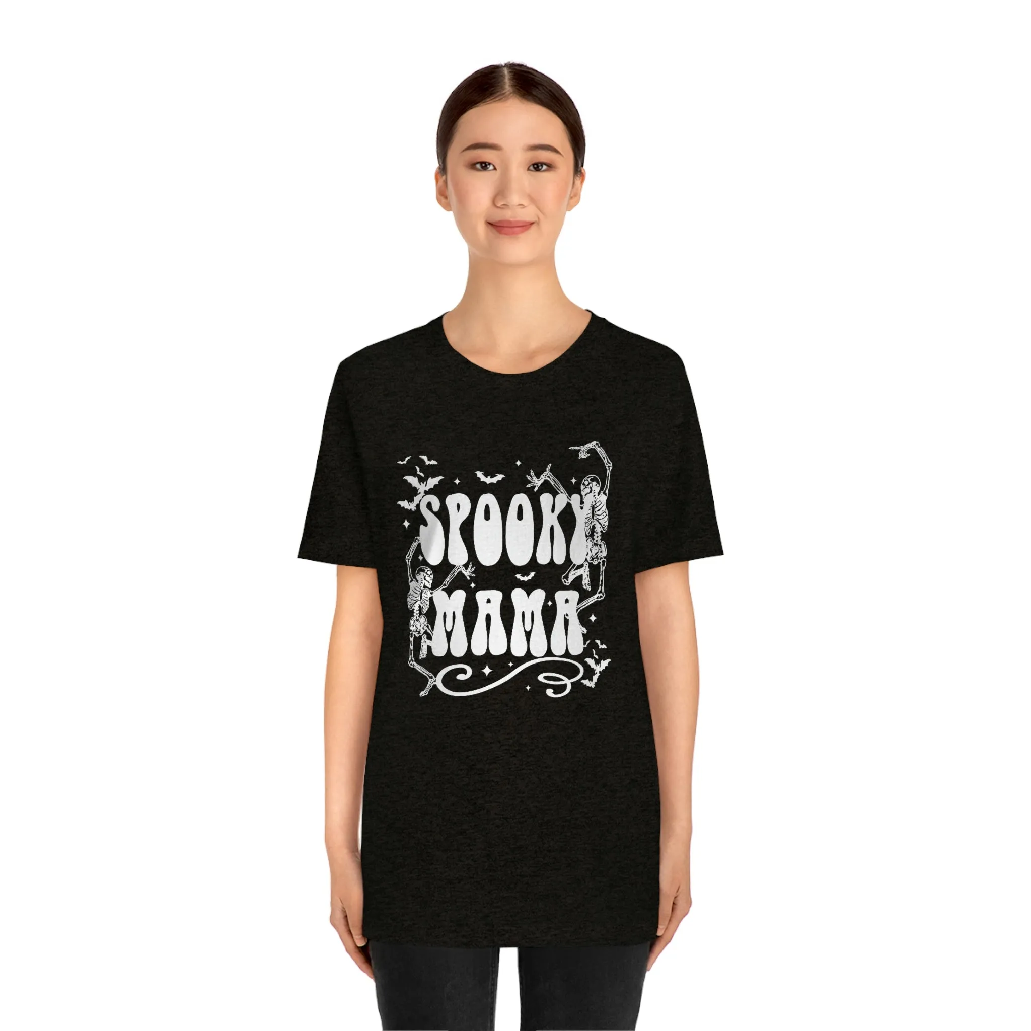 "Spooky Mama" Skeleton w/ White Tee - Unisex Shirt