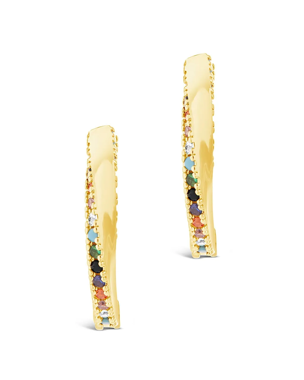 Rainbow CZ Micro Hoop Earrings