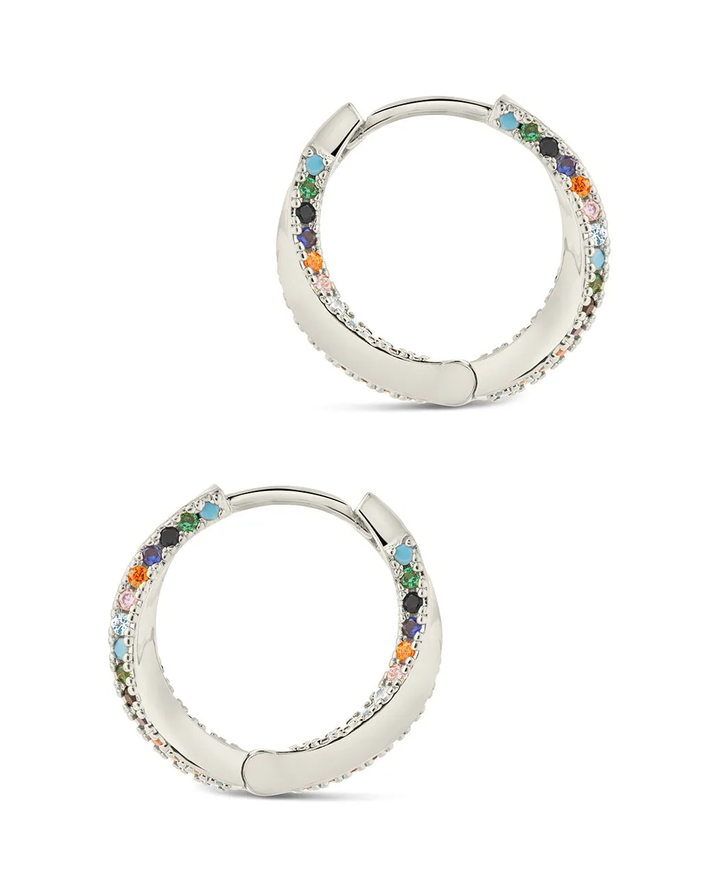 Rainbow CZ Micro Hoop Earrings