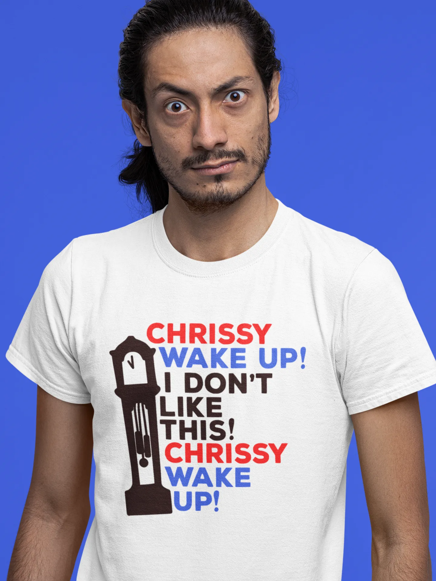 Red Blue And Black "Chrissy Wake Up" Tee - Unisex Shirt