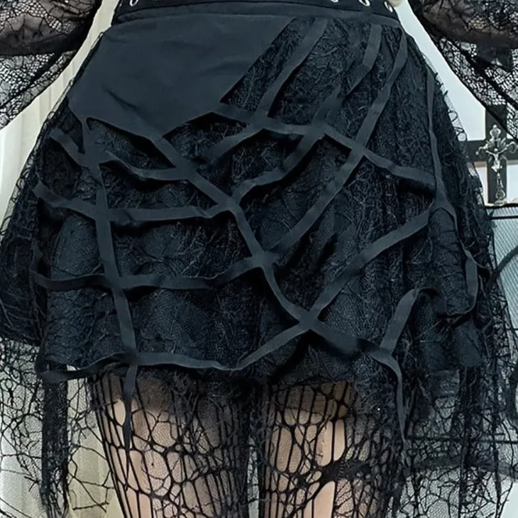 'Speed' Spider Web Mesh Tassel Skirt