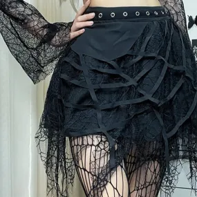 'Speed' Spider Web Mesh Tassel Skirt