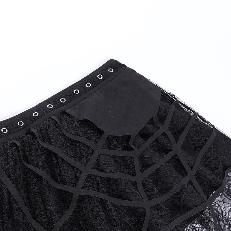 'Speed' Spider Web Mesh Tassel Skirt