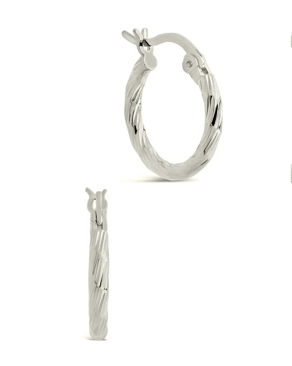 Sterling Silver Anita Textured Hoop Earrings