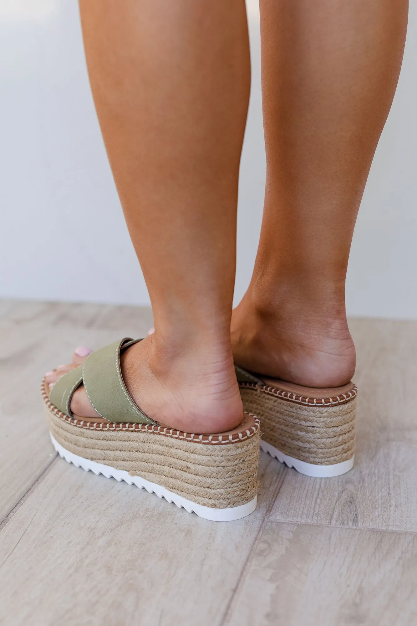 Sunkissed Sage Slide-On Raffia Sandals